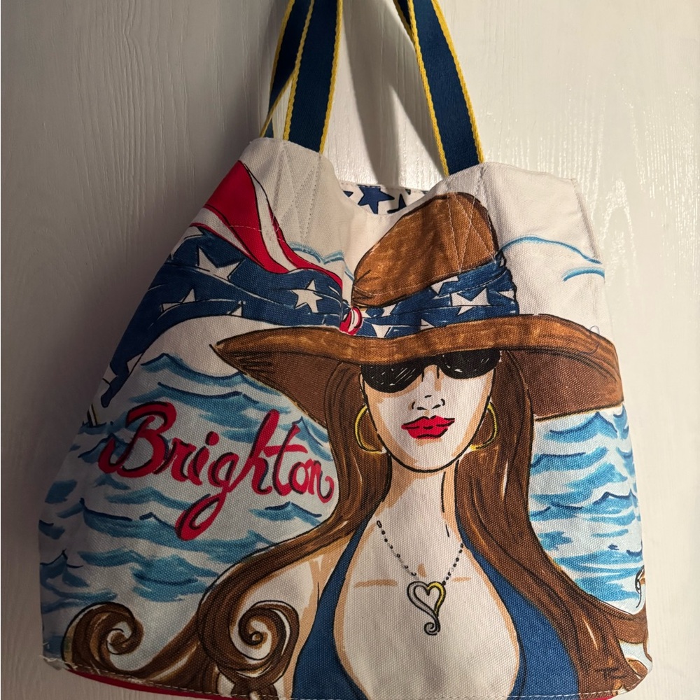 Brighton Women's Artistic Tote with Blue and Brown Accents